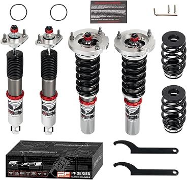 FAPO PF Coilovers 32-way Damper لسيارات BMW الفئة الثالثة E30 51MM موديلات 1982-1994 بدون محور 318i 320i 325 325e طقم دعامة تعليق خفض أحادية الأنبوب قابلة للتعديل الارتفاع