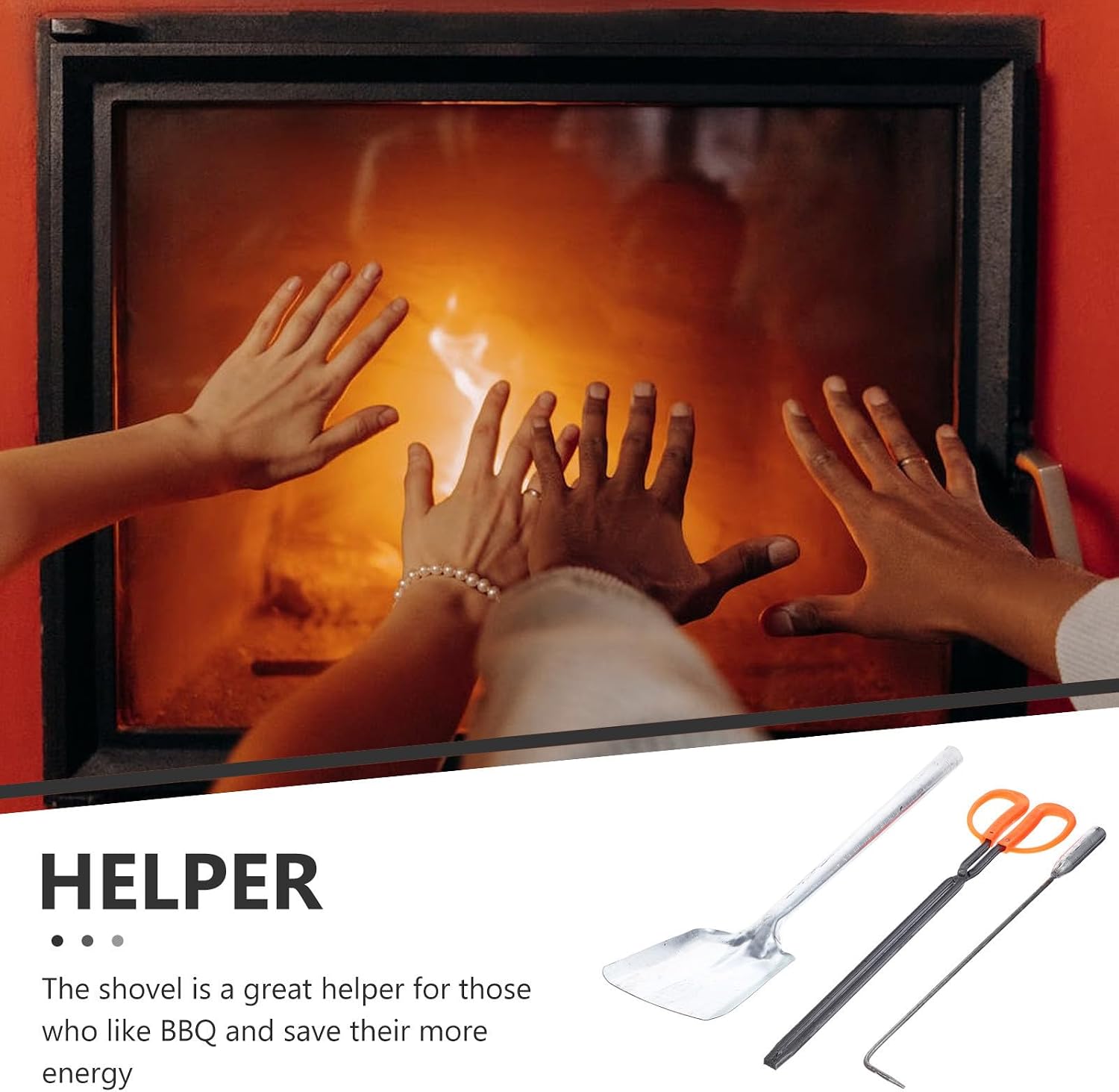 Fireplace Shovel Tool Set with Fire Hook and Poker for Home