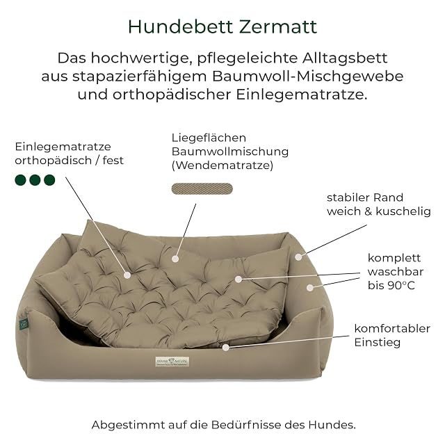 Foto 3 de 8 de HOUND & NATURE Cama ortopédica para perros Zermatt, talla XL para perros grandes con borde alto, sofá…