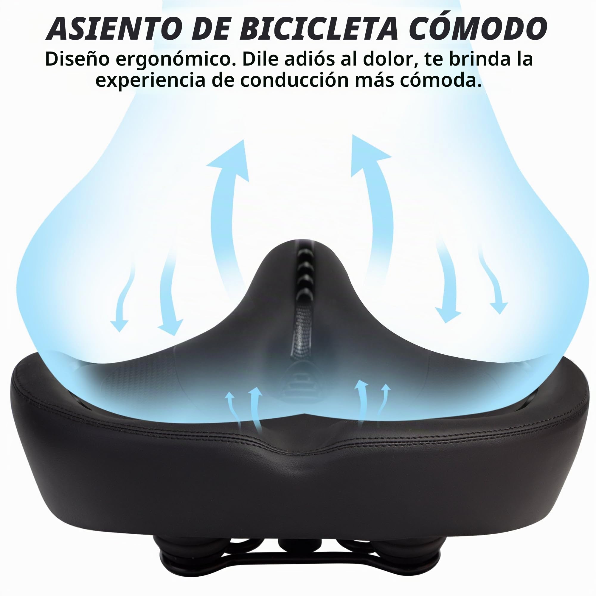 CDYWD Sillin Bicicleta Muy Comodo Hombres y Mujeres, Ampliar, Acolchado Espuma Viscoelástica, Sillín Bicicleta con Respaldo, Sillín Bicicleta para MTB, Ebike, Bicicleta de Ciudad, Bicicleta Estática