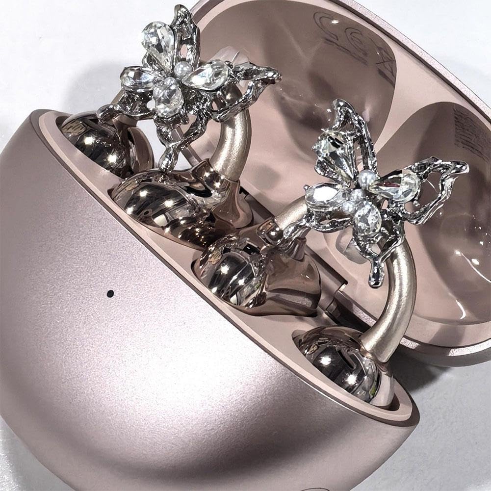 Butterfly for Clip on Earbuds Open Ear, Rhinestone for Clip on Earbuds Open Ear, Elegant Zirconia Decorative Earphone Accessories, Removable Exquisite