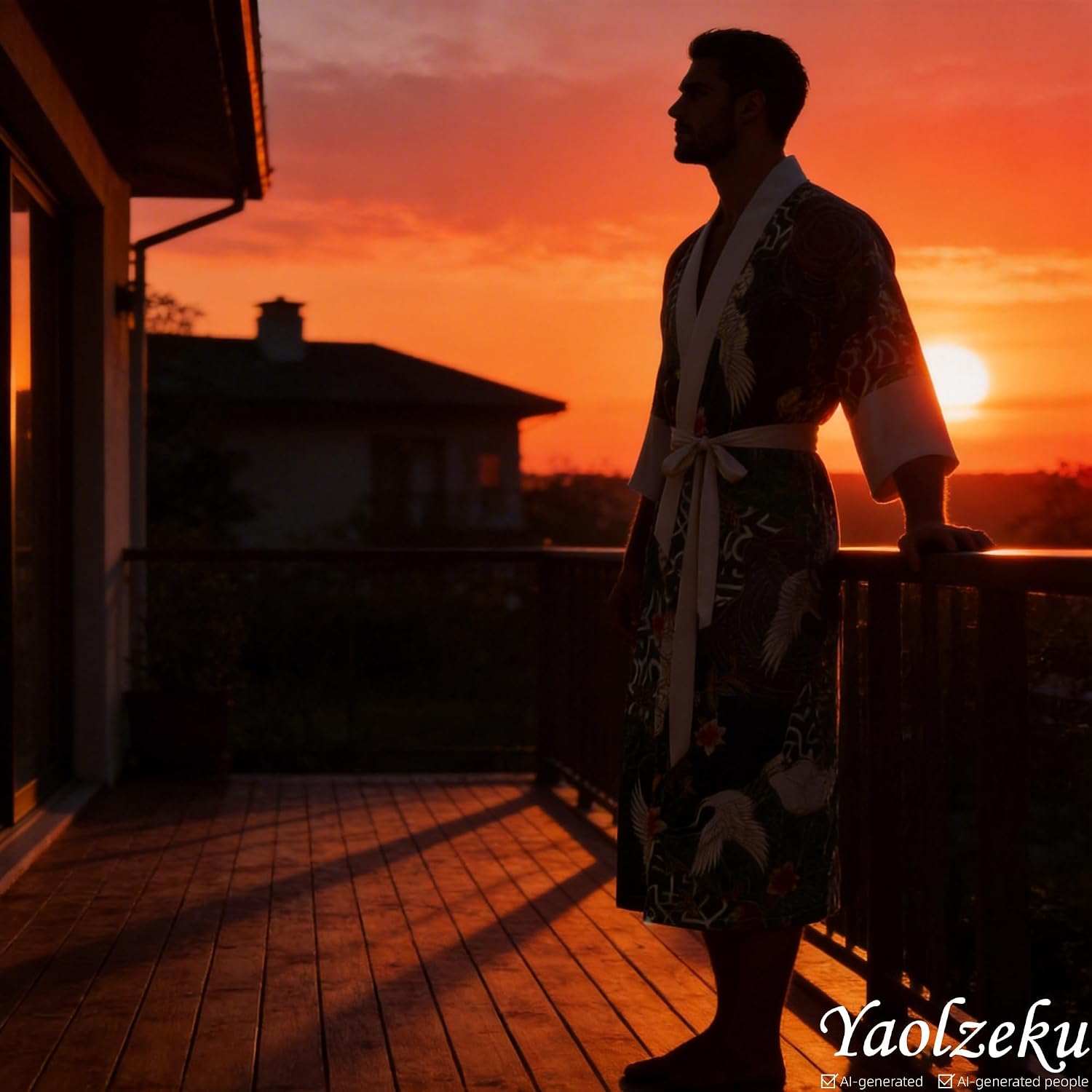Mens Lightweight Soft Satin Kimono Lounge Bath Robe for Summer | Relaxed Fit with 3/4 Sleeves. Packs Compactly for Travel, Hotel Stays and Everyday Leisure. Spa, Pool and Beach Use