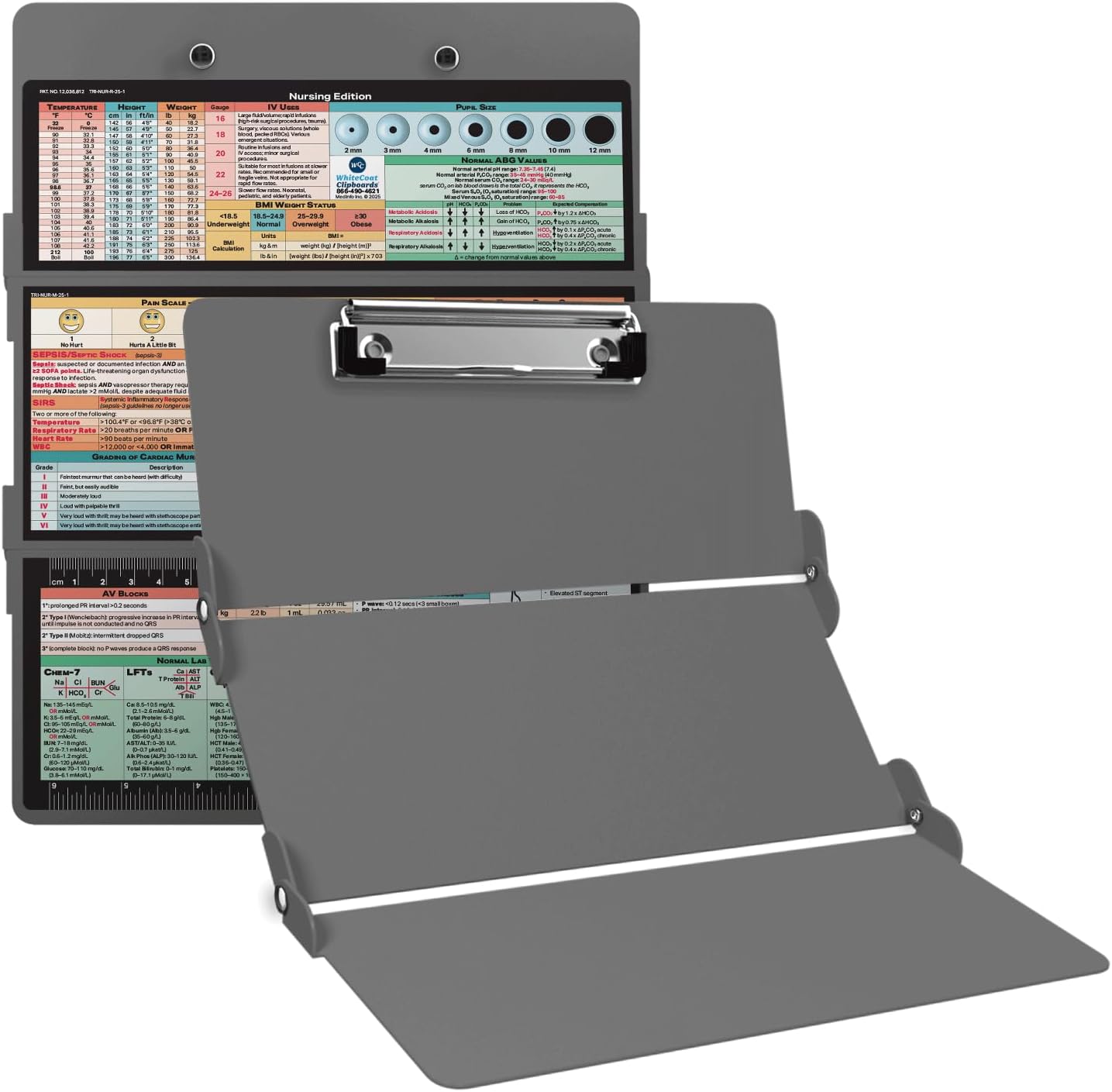 Whitecoat Clipboard® Trifold - Nursing Edition (Silver, Trifold)