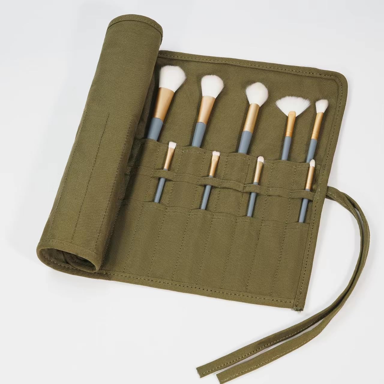 ECHSRT Paint Brush Holder Roll Up Case Storage for Artist Acrylic Oil Watercolor, Holders and Organizers 30 Slots，Army Green