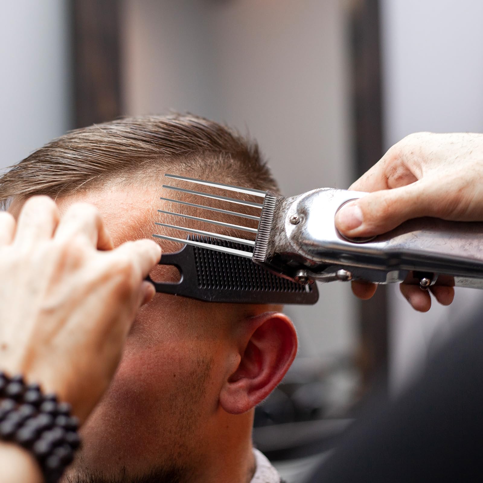 8 protectores de pelo de 3 pulgadas, guías de peines de corte de pelo grises, 1 y 1/4 pulgadas, 1 y 1/2 pulgadas, 2 pulgadas, # 16 n.º 12 n.º 10, compatible con la mayoría de cortadoras de pelo Wahl