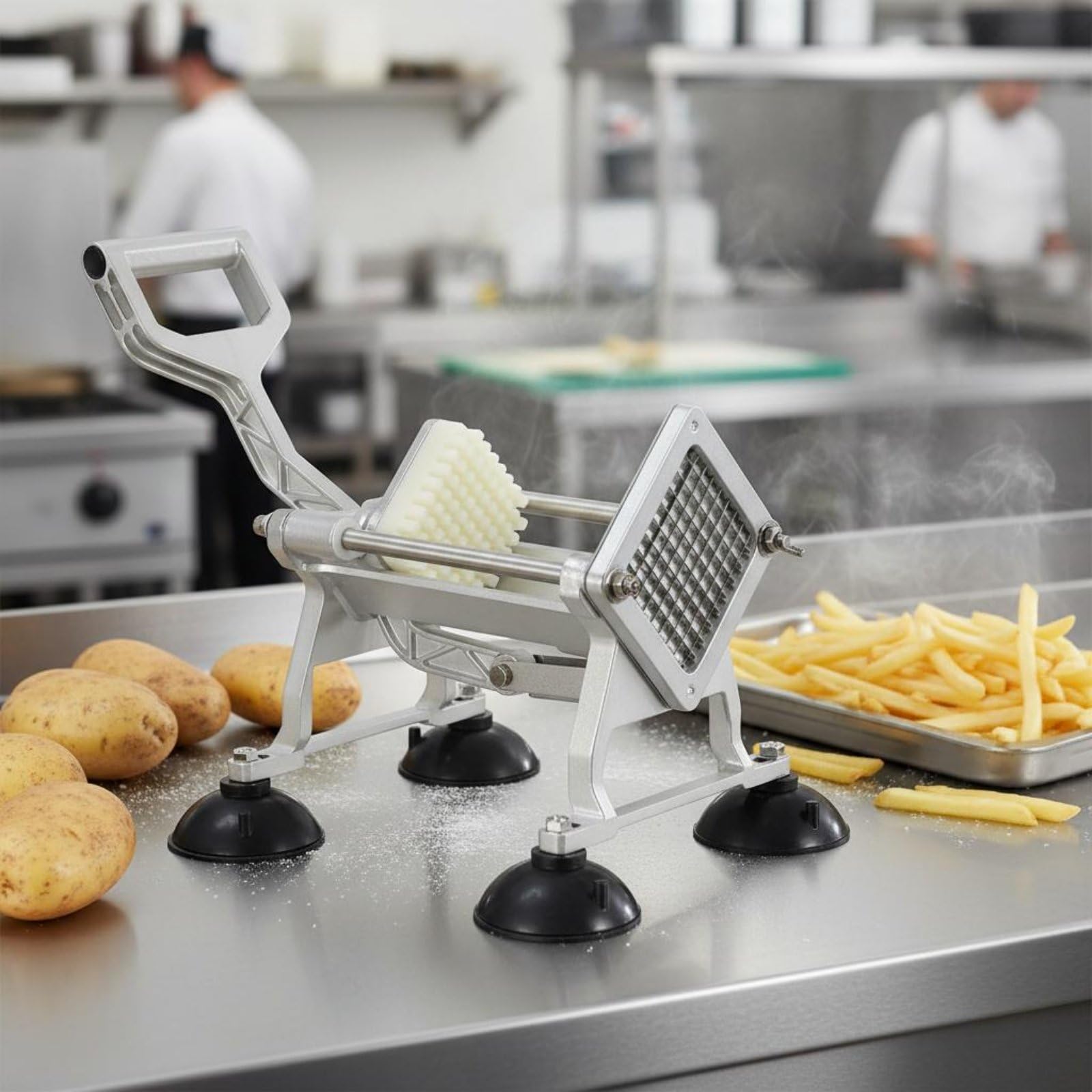 kowaku de Patatas Comercial a de Patatas Rebanadora de Verduras de de Cocina Profesional Estructura Metálica Robusta con Base, Cortador De Patatas Fritas Sin Ventosas, Modelo Mejorado Y Engrosado
