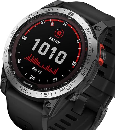 Vista 7 de Compatible for Garmin Fenix 7X 51mm Watch Bezel Ring, Stainless Steel Polished Adhesive Cover Anti-Scratch Protector Cover Ring for Garmin Fenix 7X