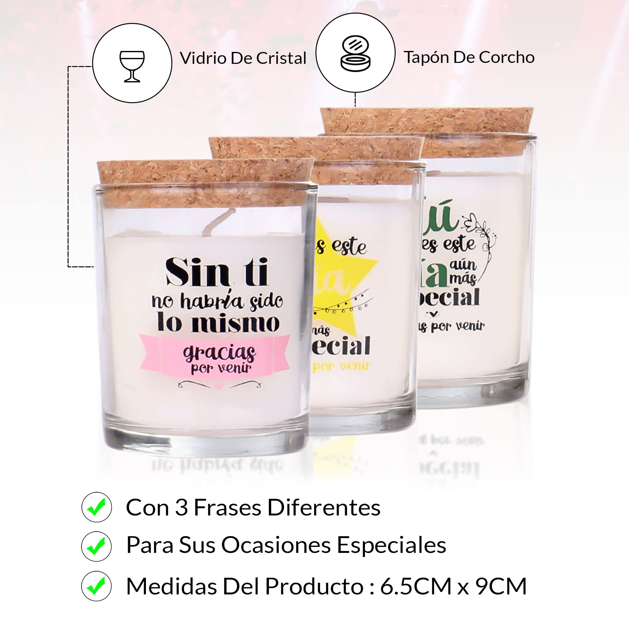 Lote de 20 Velas Frases "Gracias por Venir" - Detalles Originales Invitados de Bodas, Regalos Comuniones y Recuerdos para Cumpleaños Infantiles