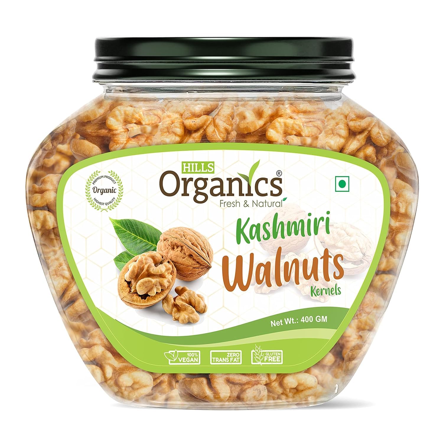 HILLS ORGANICS Kashmiri Walnut Kernels (450g) - Premium Without Shell Akhrot Giri | Rich in Protein, Iron & Omega-3 | Pack of 1 Jar-image-6