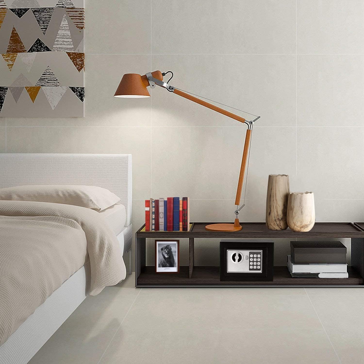 CASSAFORTE PER HOTEL 17X17X22 | CASSAFORTE DIGITALE CON CHIAVE | 4,6 LITRI COMPRESA DI PILE | CASSAFORTE PER ARMADIO, A MURO | TASTIERA LED E FORI DI FISSAGGIO INTERNI