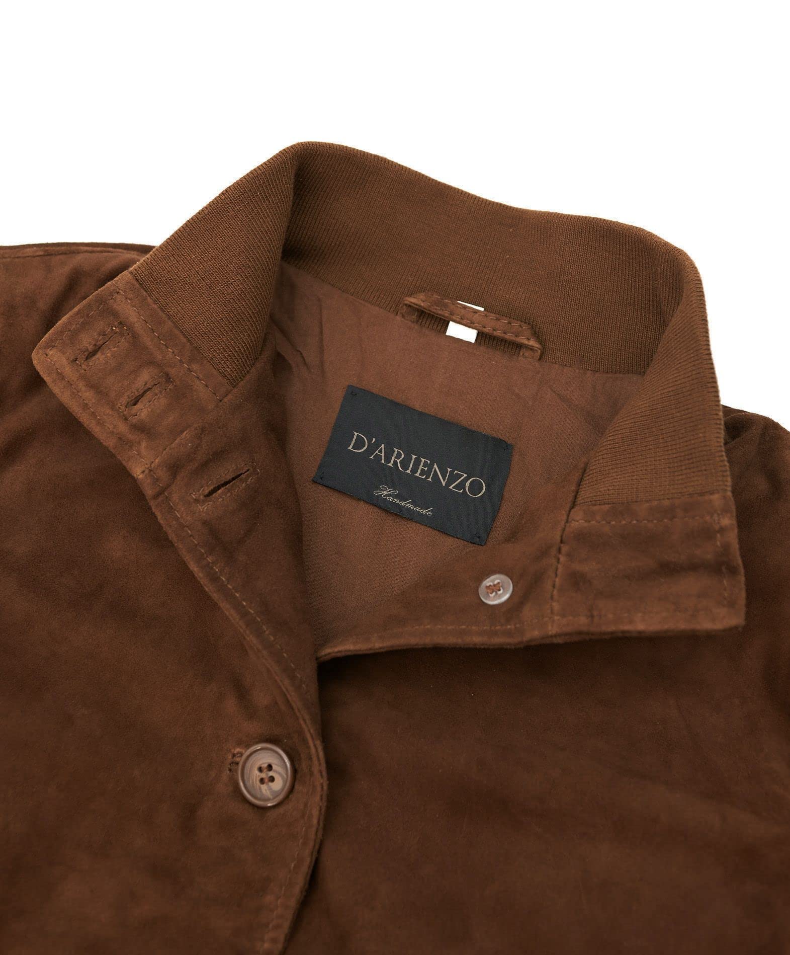 D'Arienzo Bomber in Pelle Scamosciata Colore Beige Donna Giubbotto con tasconi Vera Pelle Faty