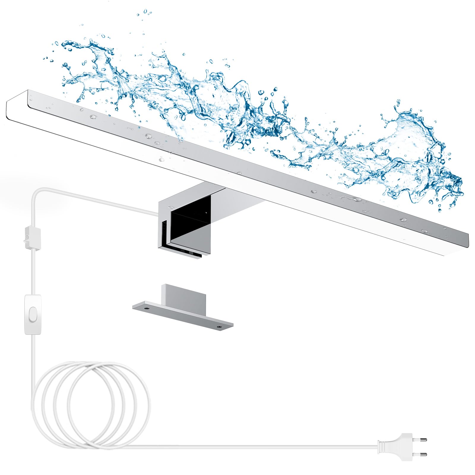 Hommie LED Spiegelleuchte Bad mit Schalter 40CM 10W 1184LM Neutralweiß 3500K Aluminiumlegierung Spiegellampe Badezimmer Lampe Schrankleuchte Schminklicht Spiegel Beleuchtung IP44 Wasserdicht