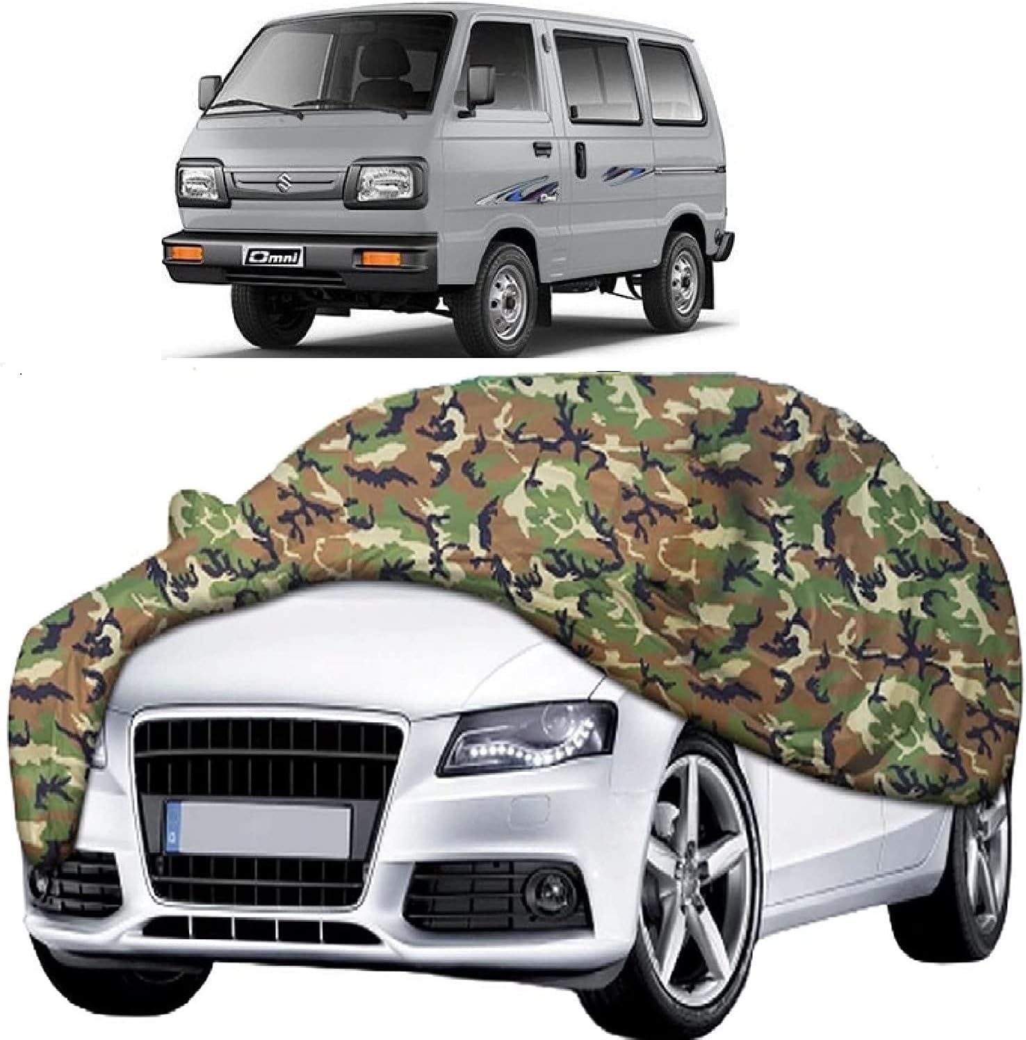 AutoPrime Maruti Suzuki Omni WaterResistant Car Cover All Weather Windproof UV Protection Outdoor Indoor with Mirror Pocket (Multicolor)