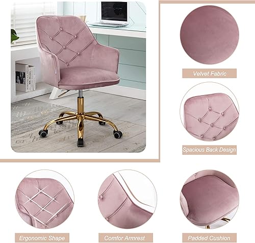 Miniatura 6 de SSLine Silla de oficina en casa, moderna silla de terciopelo para sala de estar, silla decorativa de tela de terciopelo, sillón giratorio ajustable