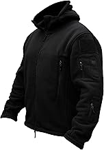 TACVASEN Men's Fleece Jacket, Military Outdoor Windproof Jacket with Hood
