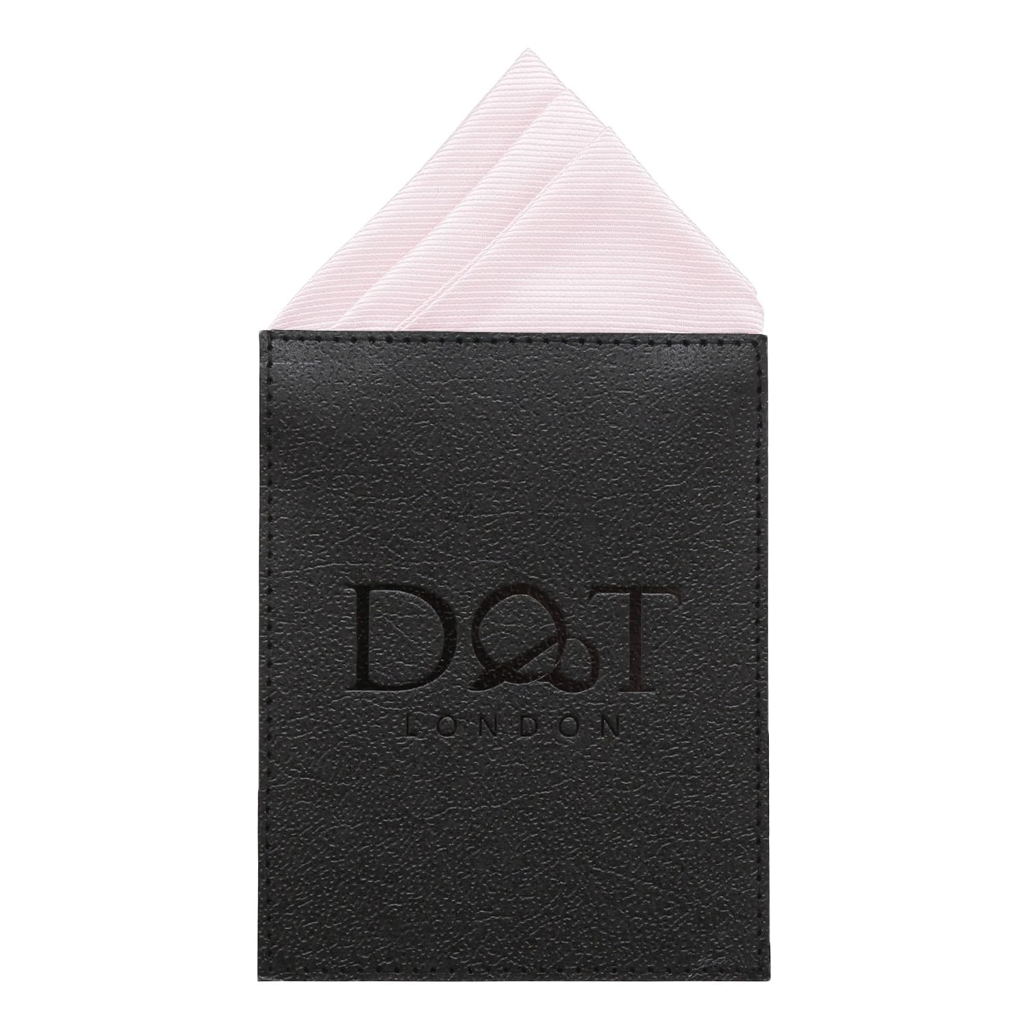 DQT Mens Plain Twill Pre-Folded Pocket Square - Wedding, Business & Formal Suit Handkerchief - Pink Champagne - One Peak