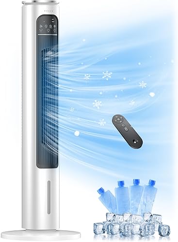 Enfriador de aire evaporativo, aire acondicionado portátil de 37 pulgadas, enfriador de pantano, 4 modos, temporizador de 12 horas, oscilación de