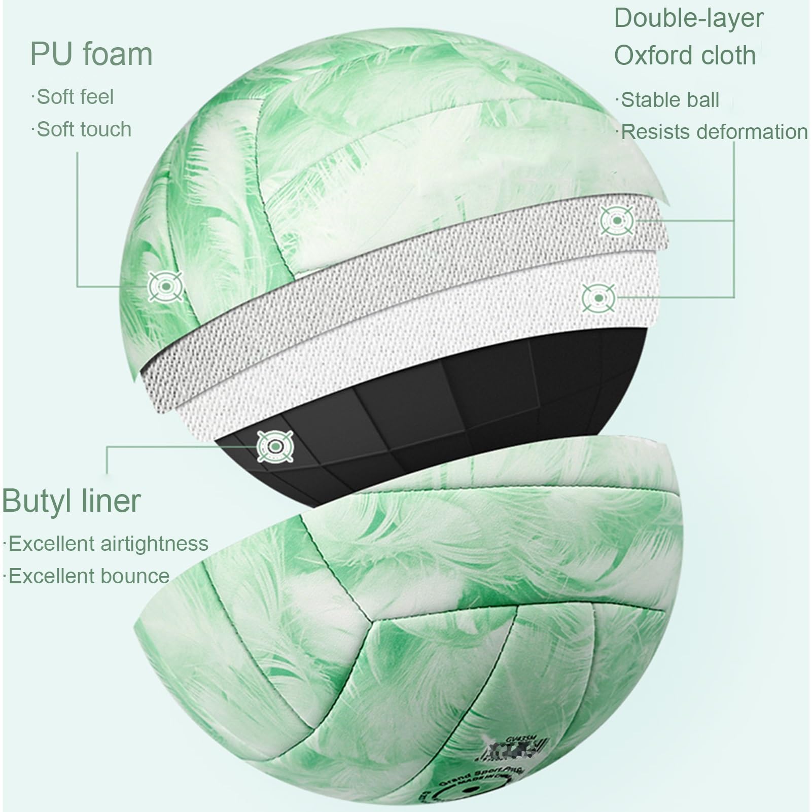 Ballons De Volley-Ball Souples Officiels Personnalisés pour Extérieur Intérieur Piscine Entraînement, Taille 5 Équipement De Volleyball De Plage, Ballon De Sport Cadeaux(Green-B)