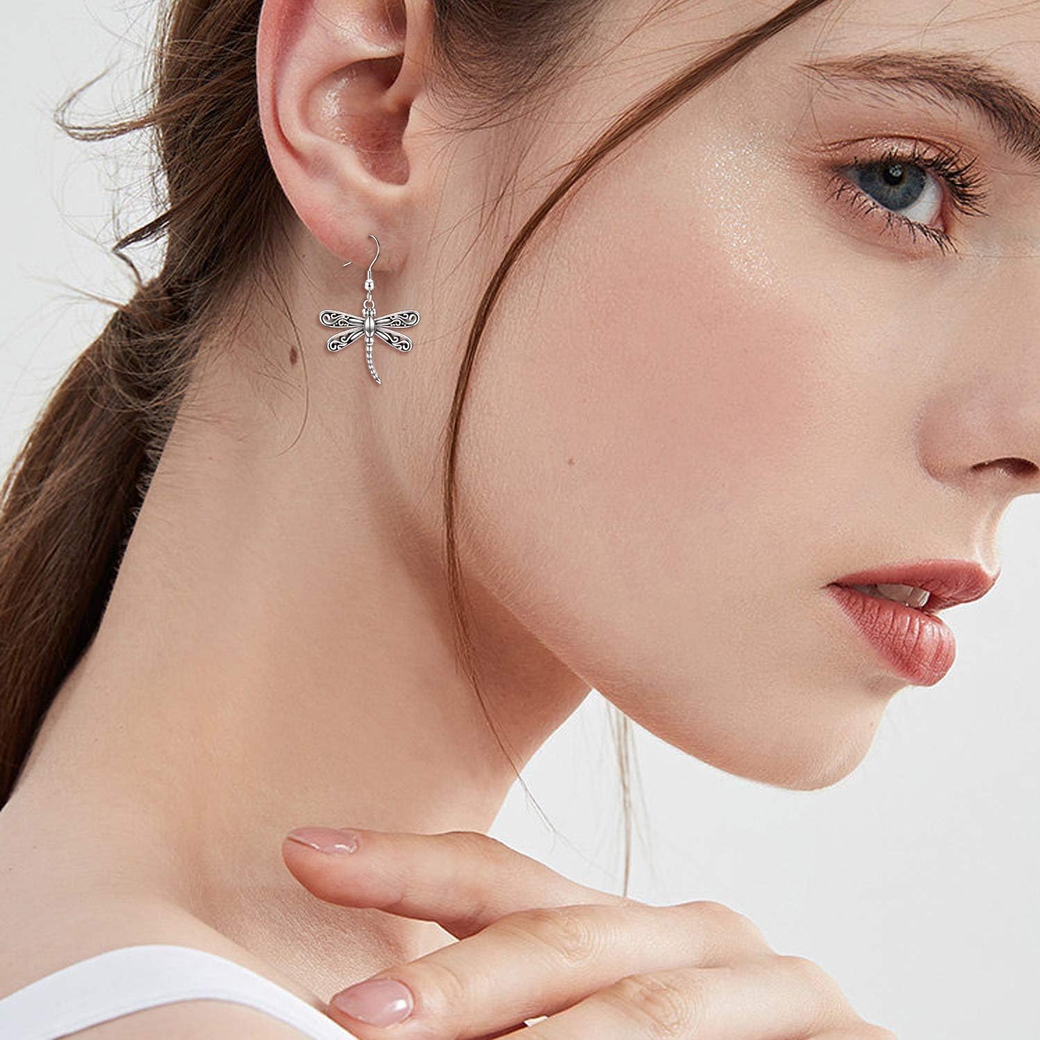 ONEFINITY Dragonfly Earrings 925 Sterling Silver Moonstone Leverback Dragonfly Dangle Drop Earrings Women Jewelry Gifts - Image 6