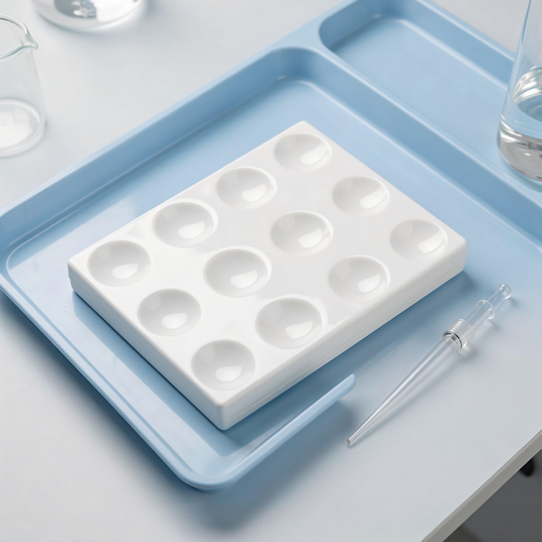 OUNONA 4er-Set Keramik-Tropfschalen, weiß – Porzellan-Tropfschalen mit 12 Vertiefungen – Tragbare und Wiederverwendbare für Mikroreaktionen im Labor für wissenschaftliche Experimente