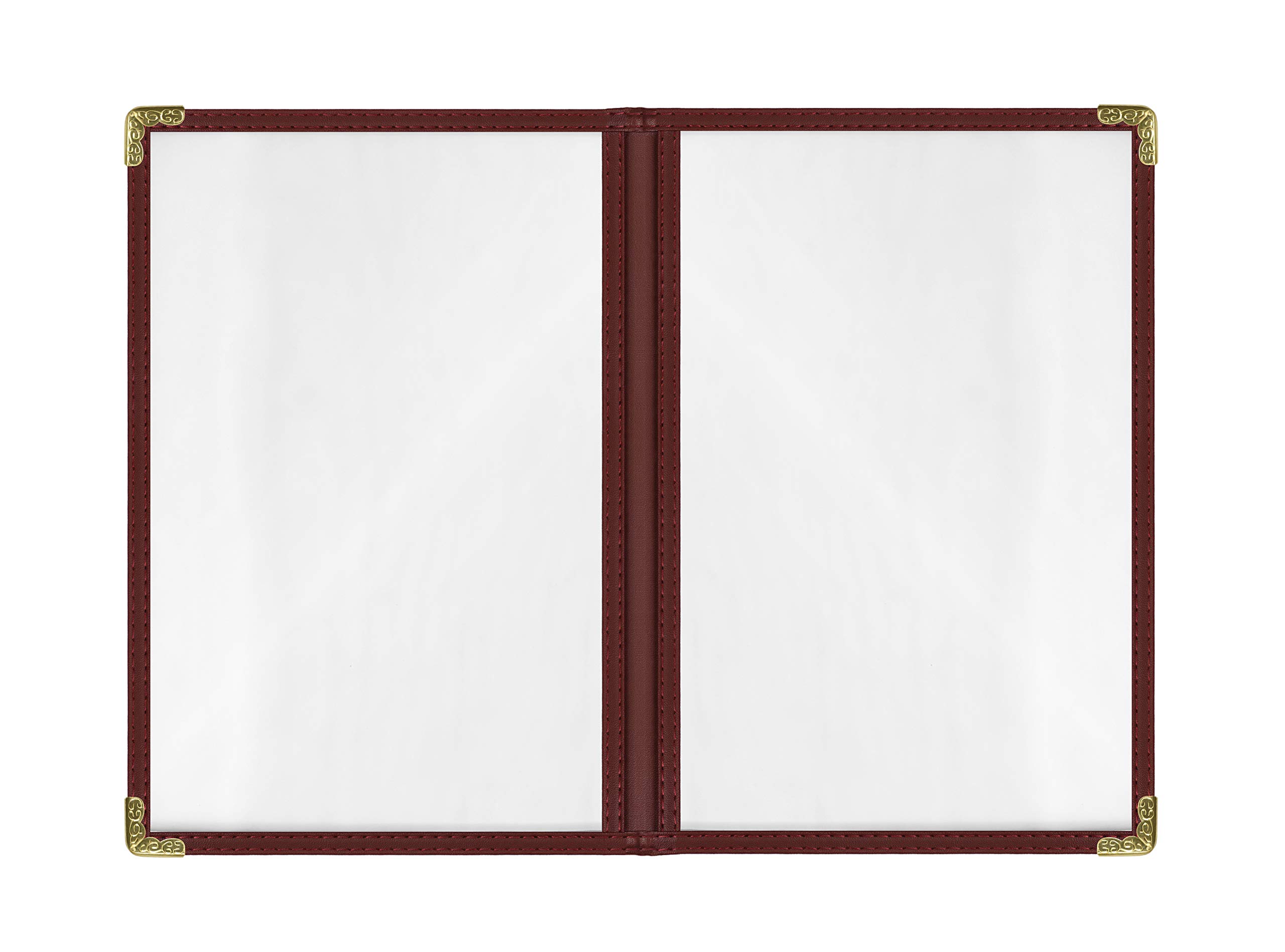 Goodsmart Restaurant Menu Covers – 25 Pack Burgundy 4-View, Side-Loading Menu Holders, Vinyl & Plastic Café Menu Covers, Clear Menu Sleeves, Fits 5.5