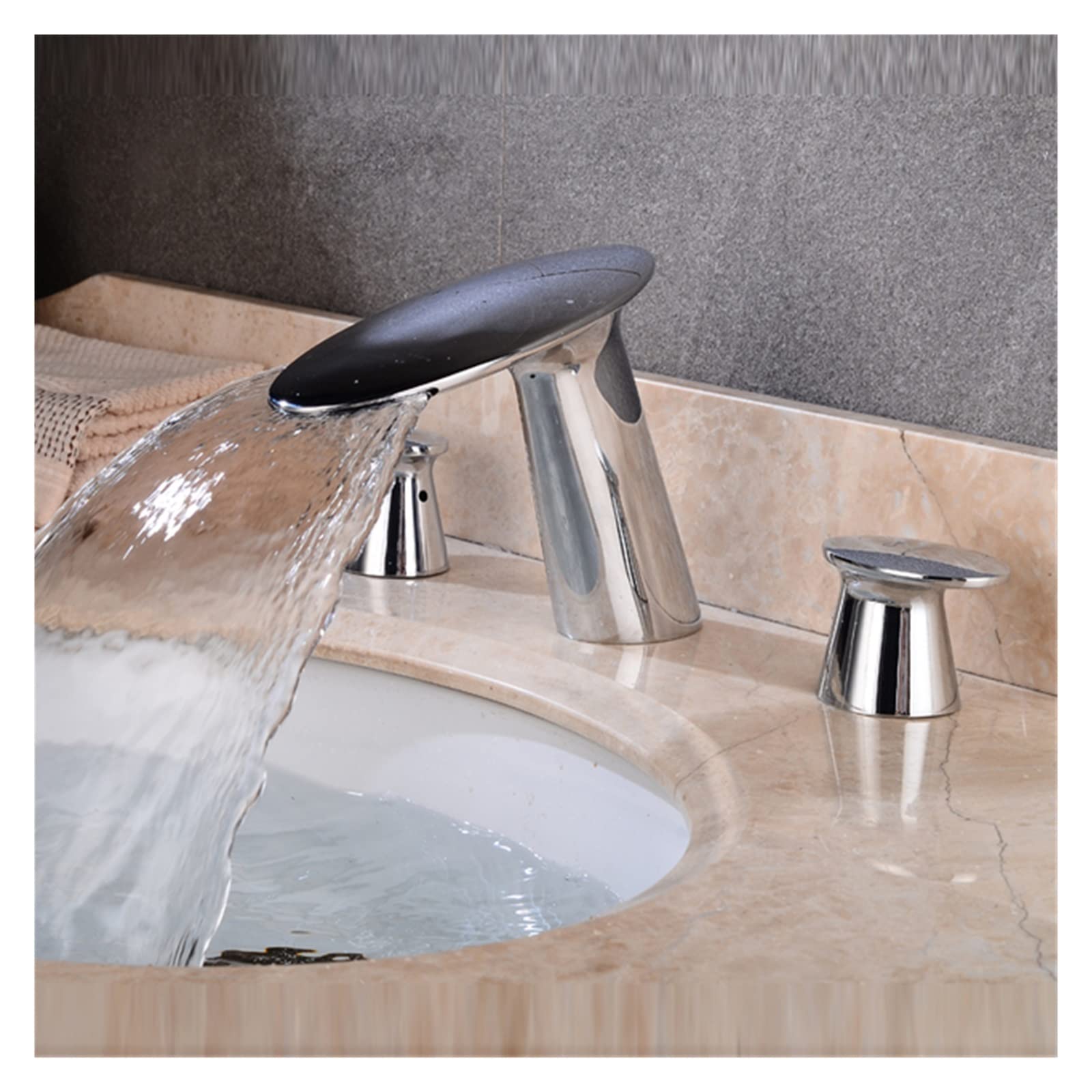Robinet de lavabo en or brossé rose à double commande précise avec bec surélevé 20,3 cm - 8