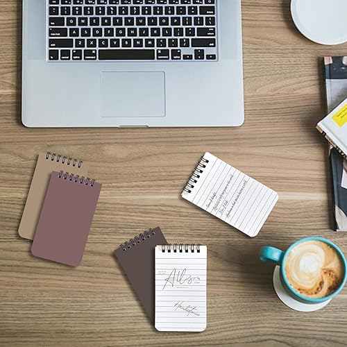 Miniatura 6 de Paquete de 8 cuadernos pequeños de bolsillo pequeños de 3 x 5 pulgadas en espiral con páginas forradas, cuaderno pequeño en espiral pequeño pequeño