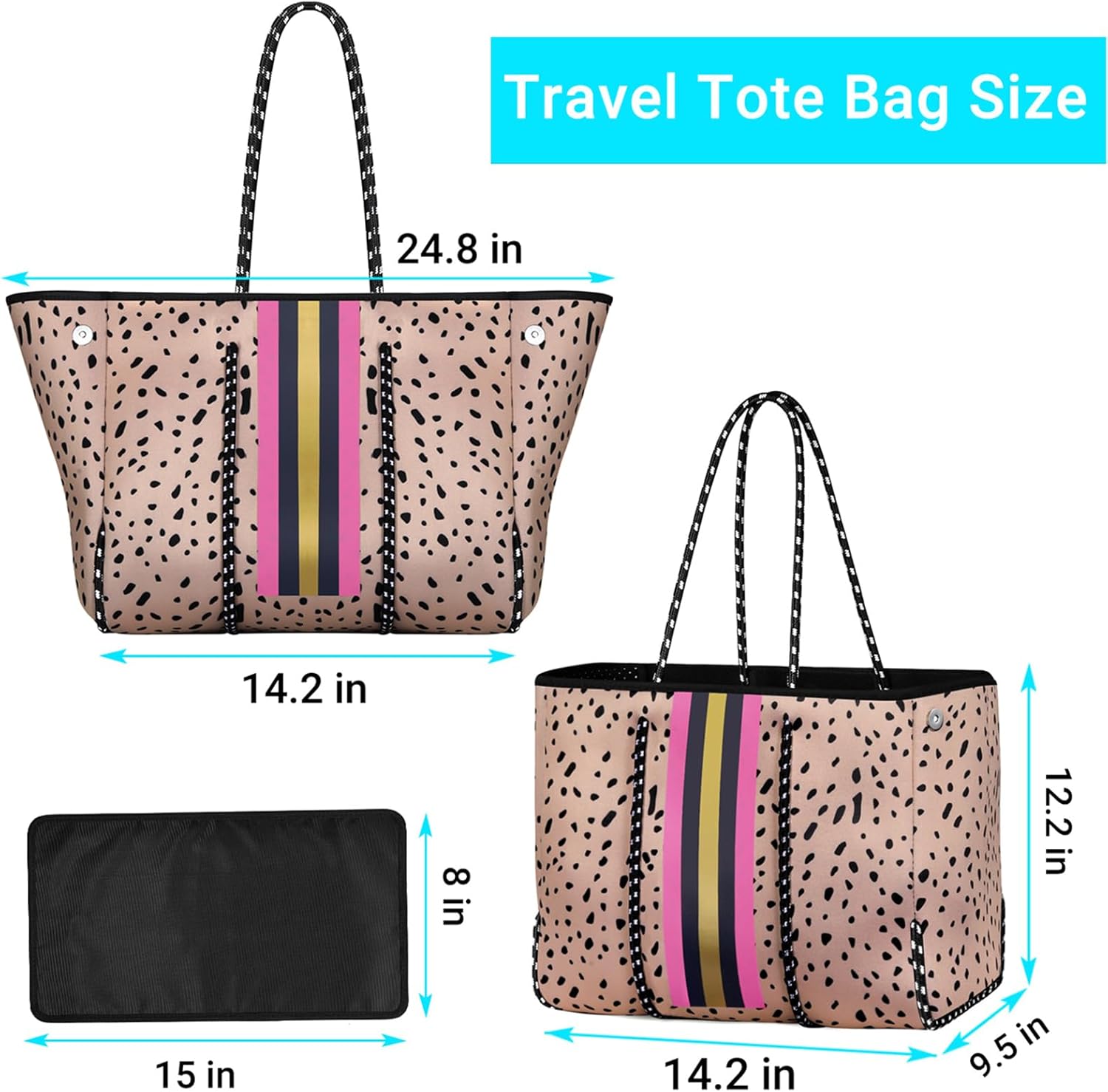 IBFUN Neoprene Bag, Large Multipurpose Beach Bag Neoprene Tote Bag with Inner Pocket for Women/Pool - Image 6