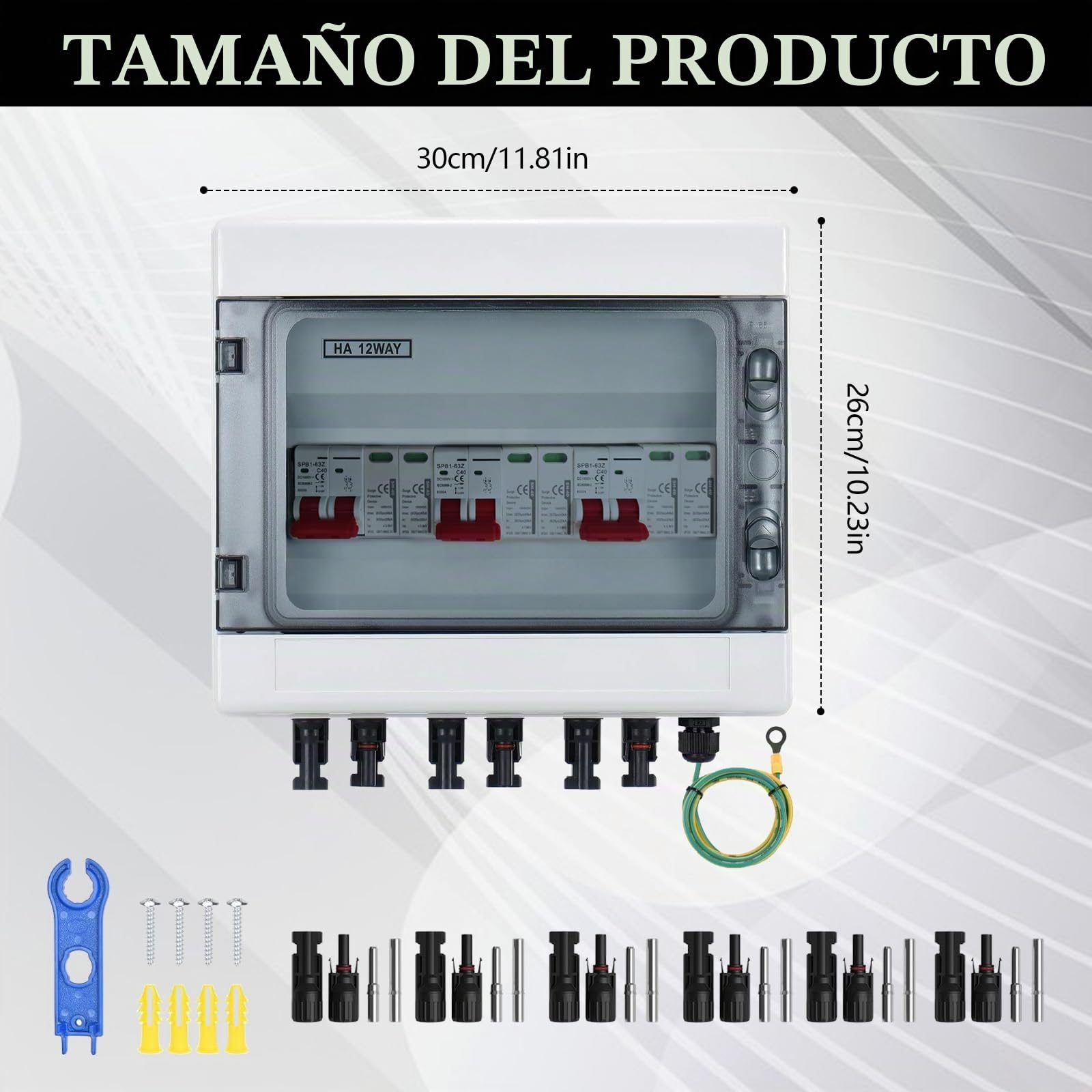 Protección Contra Sobretensiones Fotovoltaica, 3 Entradas Y 3 Salidas Disyuntor DC Disyuntor Protección Contra Rayos 3 Cuerdas 1000V Cc 25A 20-40KA Caja Conexión Generador Caja ConexióN Solar IP65