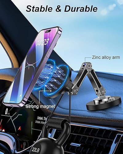 Miniatura 3 de Soporte magnético para teléfono para coche, súper imán mejorado, soporte universal para tablero de instrumentos, compatible con fundas, rotación de