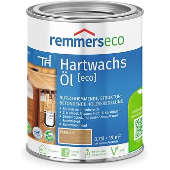 Remmers Hard Wax Oil [eco] Colourless 0.75 Litres for Indoor Use Natural Base 3-in-1 Stain Oil and Sealing in One Non-Slip Vegan
