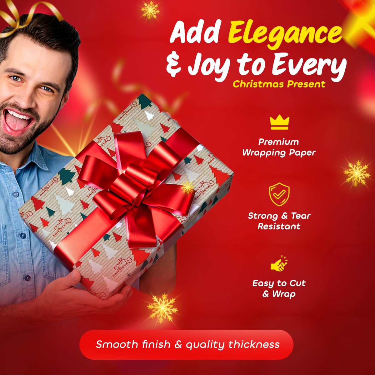 BML 4 X 4 Christmas Wrapping Paper Roll | Traditional