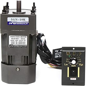 Variable Speed Gear Reduction Motor, 110V AC Gear Motor Single-Phase High Torque Electric Gear Reducer Motor with Speed Controller 0-135RPM 60W 10K(Reduction Ratio 1:10)