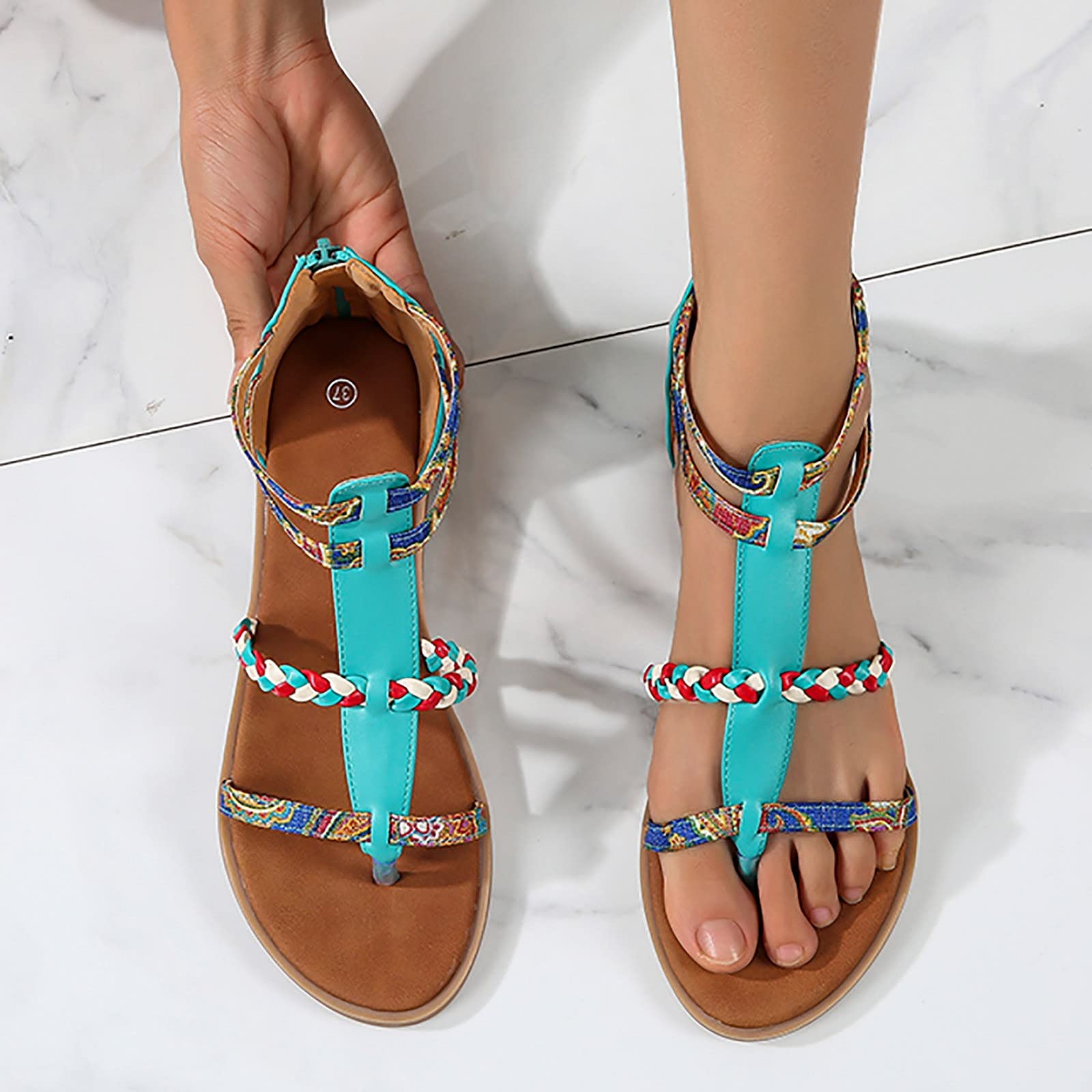 Sandali Donna Bassi Eleganti Alla Schiava Scarpe basse da donna Sandali casual bohémien da spiaggia Infradito Ciabattine Eleganti Sandalo Estivo Elegante