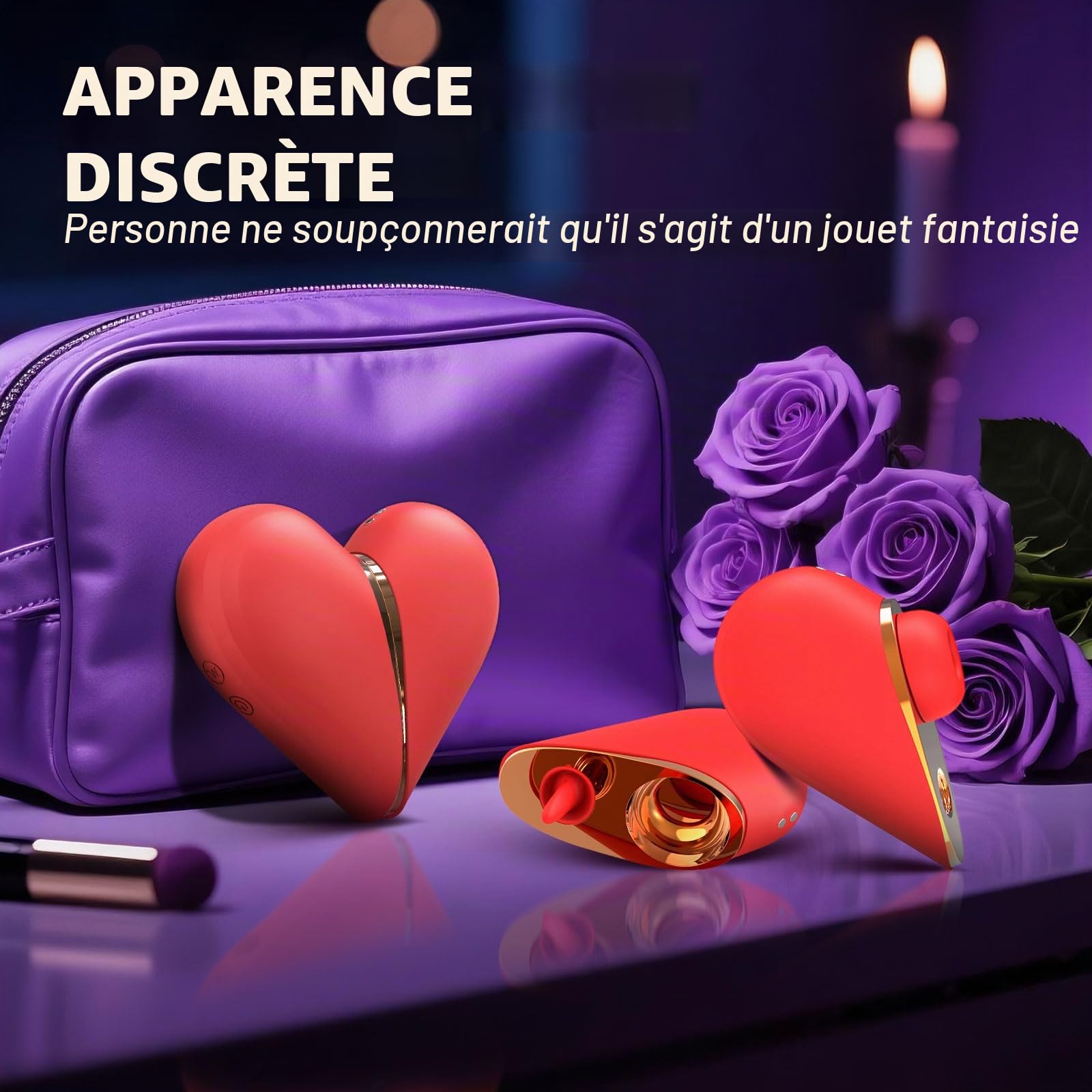 Jouets sexuels vibrants pour femmes - Zungenvibrateur avec Nippelsauger 3 en 1 - Vibrateur Clitoridien & G-Spot, Apparence Discrète, Plusieurs Vitesses de Vibration (rouge)