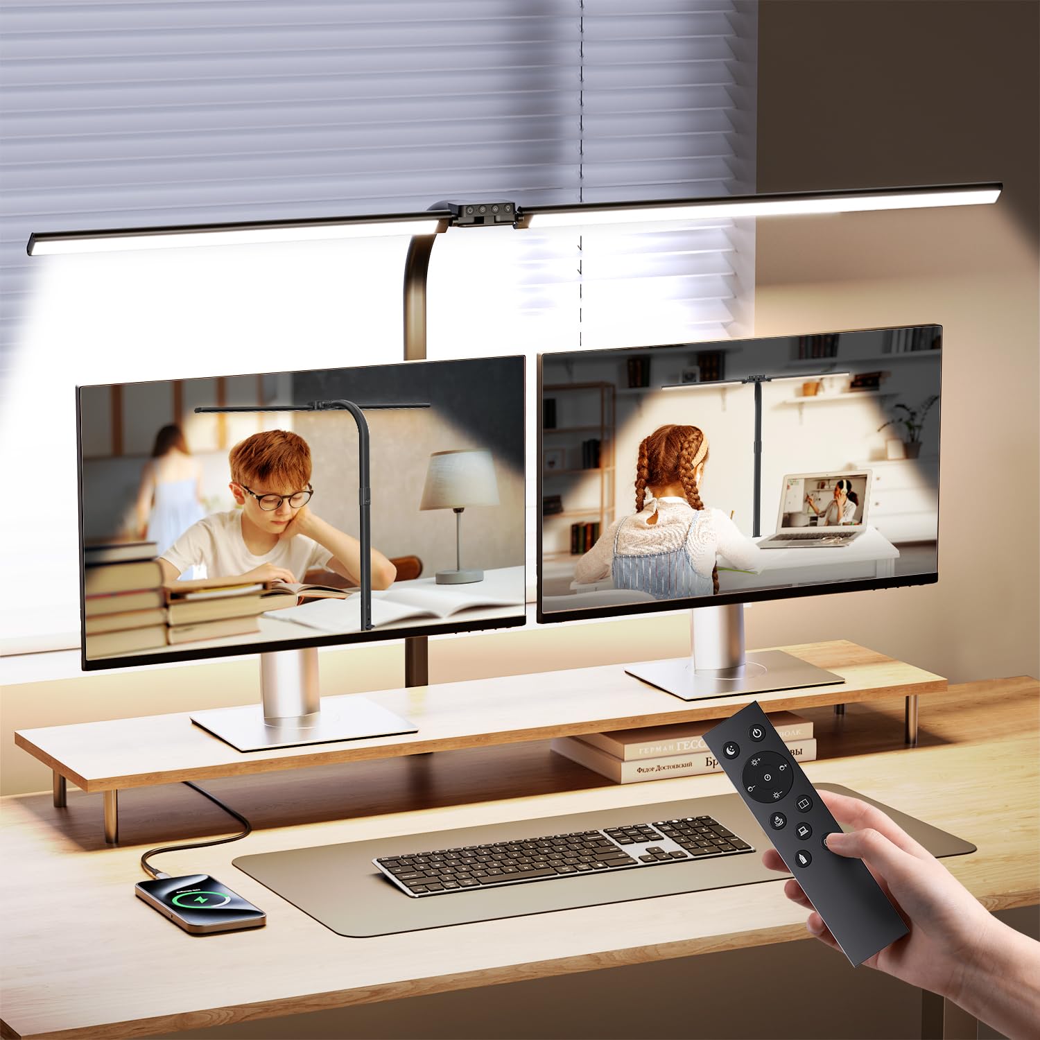 ausdom led desk lamp for home office 24w ultra bright architect task light with clamp amp usb port 5 colors amp dimming touch control flexible gooseneck for reading crafting gaming- 50 lighting modes