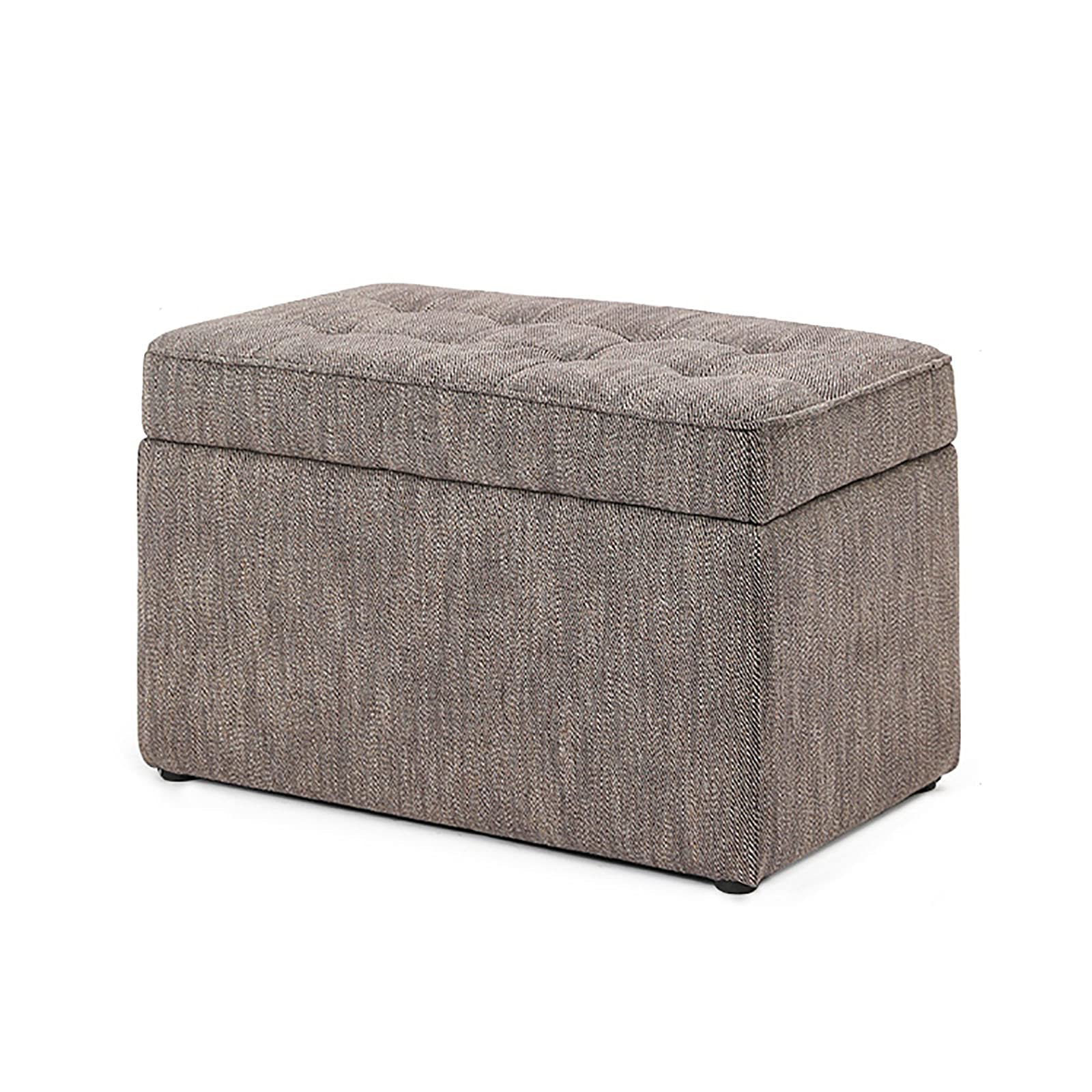 Banc de rangement haut de gamme en lin et coton marron de 60x38x40 cm