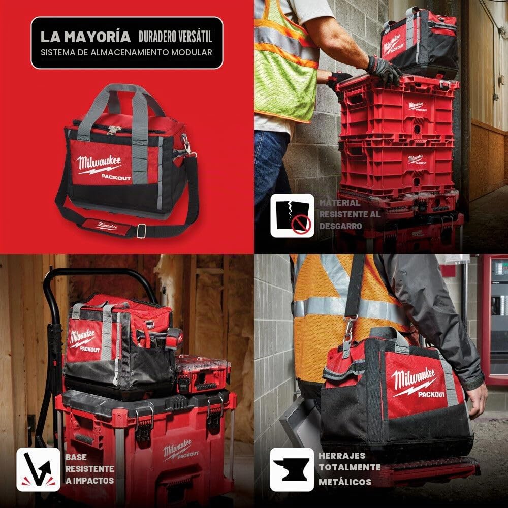 Milwaukee 932471066 PACKOUT - Bolsa de lona (38 cm), color rojo