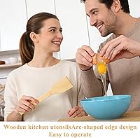 Vista 5 de 3Pcs Wooden Spoons for Cooking 12" Bamboo Slotted Spoon Spatula Kitchen Utensils Set for Non-Stick Pans Wooden Spatula for Nonstick Cookware