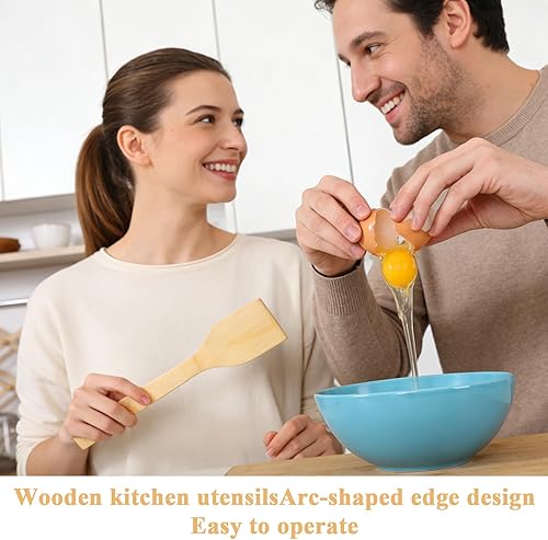 Miniatura 5 de 3Pcs Wooden Spoons for Cooking 12" Bamboo Slotted Spoon Spatula Kitchen Utensils Set for Non-Stick Pans Wooden Spatula for Nonstick Cookware