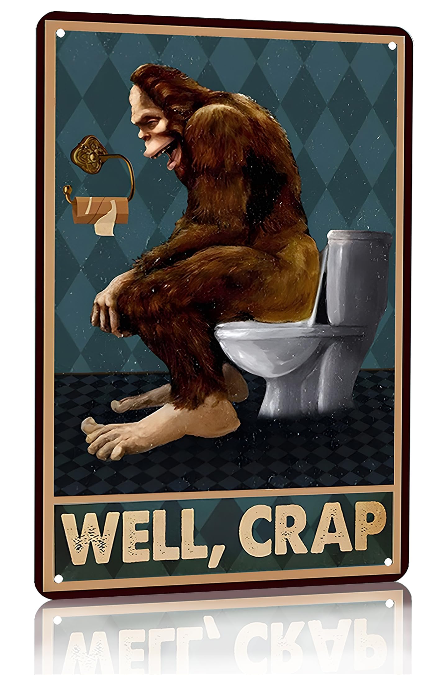 Funny Bigfoot Tin Sign Vintage Bathroom Toilet Wall Decor 8x12 Inch (3016)