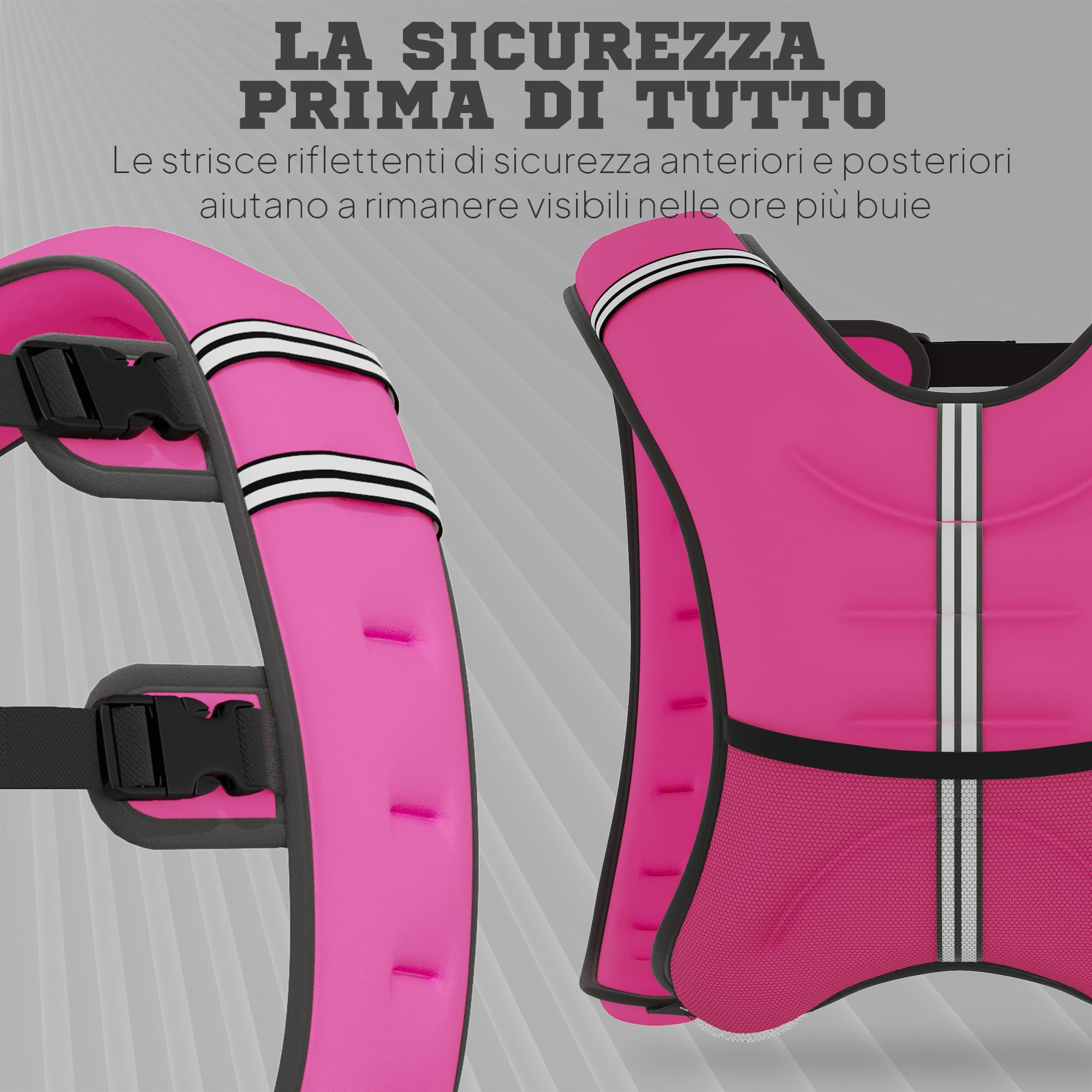 HOMCOM Gilet Zavorrato Regolabile 30 Kg - Pesi In Ferro Rimovibili, Gilet Allenamento Per Corsa, Fitness E Cross Training - 3