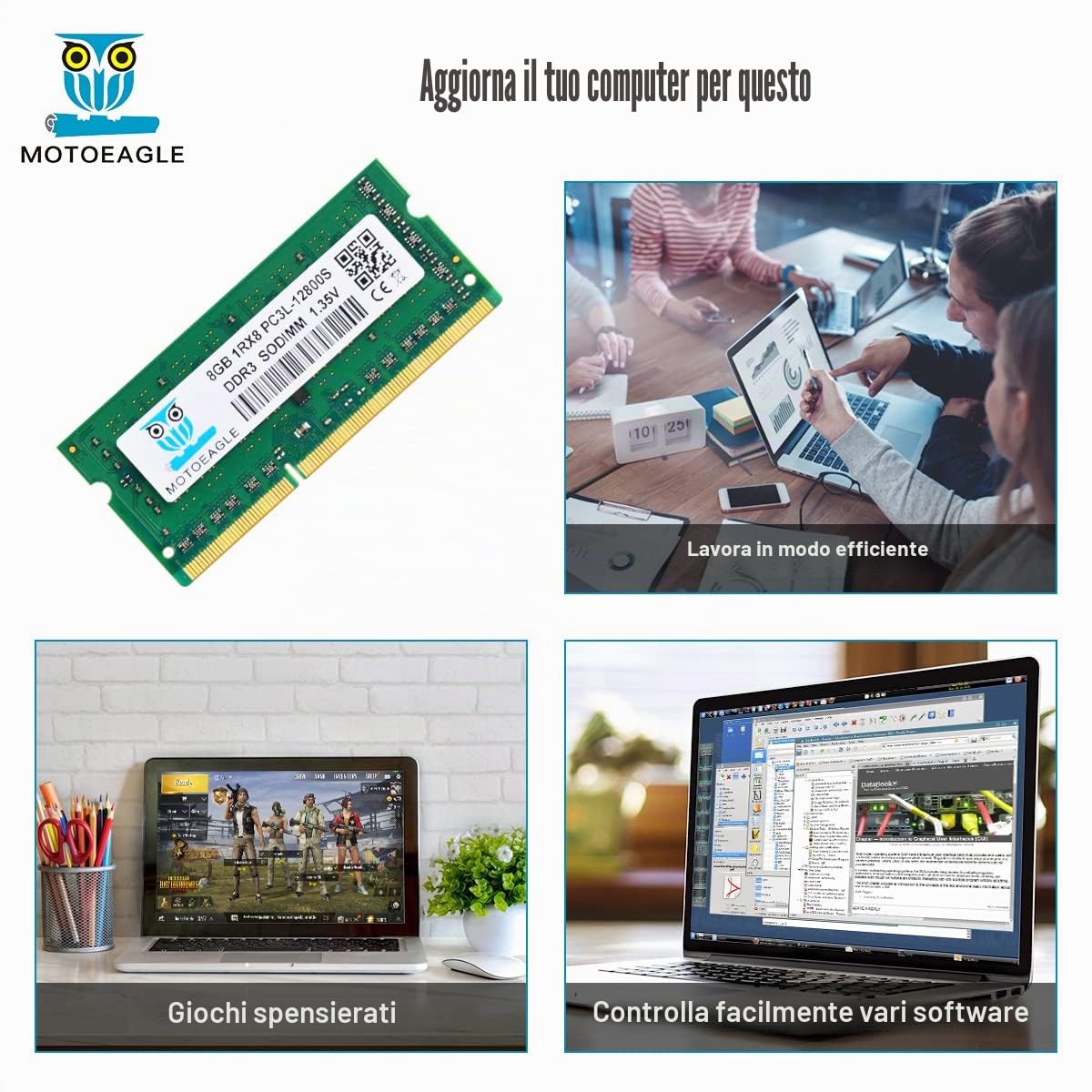 8GB 1Rx8 PC3L 12800S DDR3L 1600MHz SODIMM Ram, 8GB 1Rx8 PC3 12800S 1.35V CL11 204-Pin Memoria Laptop