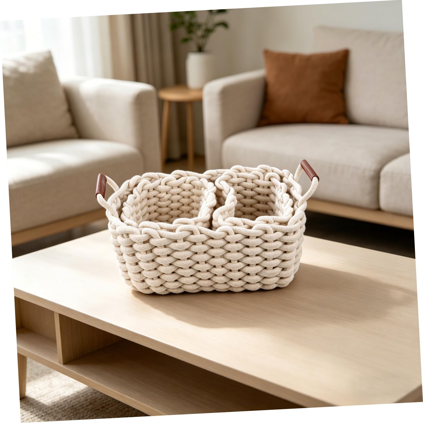 Cesta de Almacenamiento Trenzada de Cuerda de Algodón, 3 Piezas