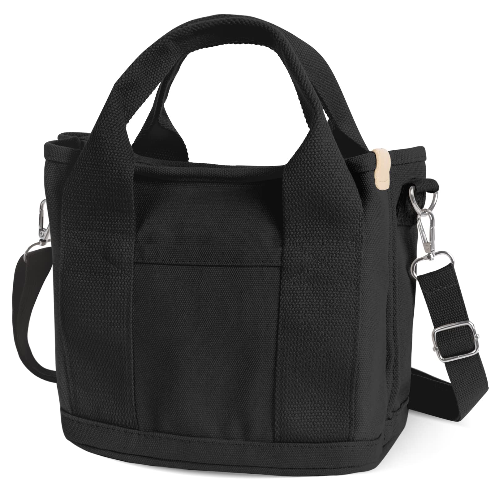 Canvas Tote Bags for Women Multi-Pocket Tote Bag with Zipper Canvas Crossbody Bag Double Shoulder Straps Small Tote Bags for Women for School, Shopping, Work and Travel