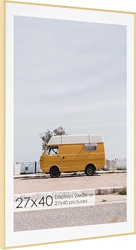 Miniatura 562 de Fun Memories Portarretratos de metal de 16 x 20 pulgadas con paspartú de 11 x 14 pulgadas, acabado de aluminio cepillado, parte delantera de vidrio