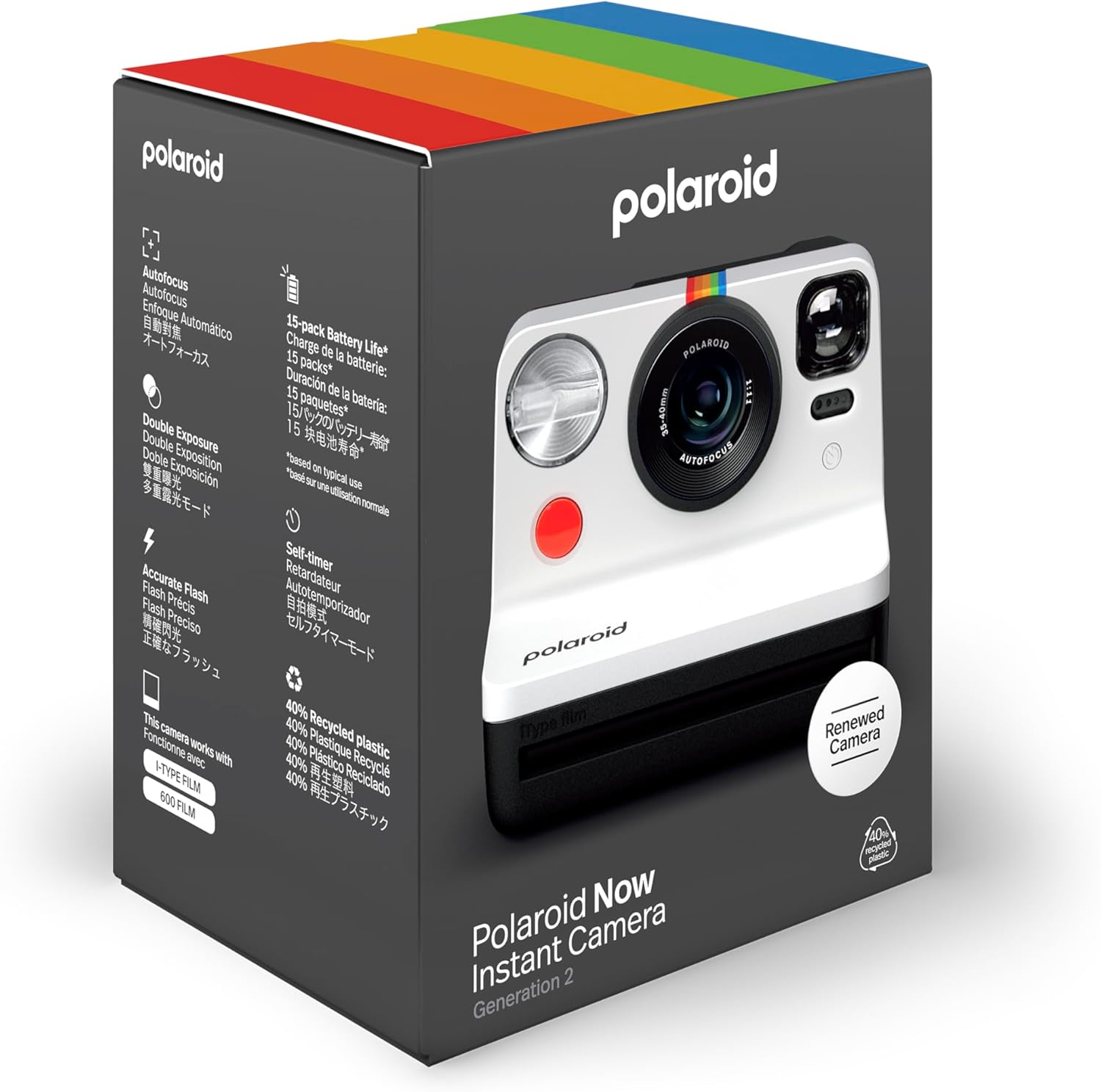 Refurbished Polaroid Now I-Type Instant Camera - Black & White (Renewed Premium) (9167)