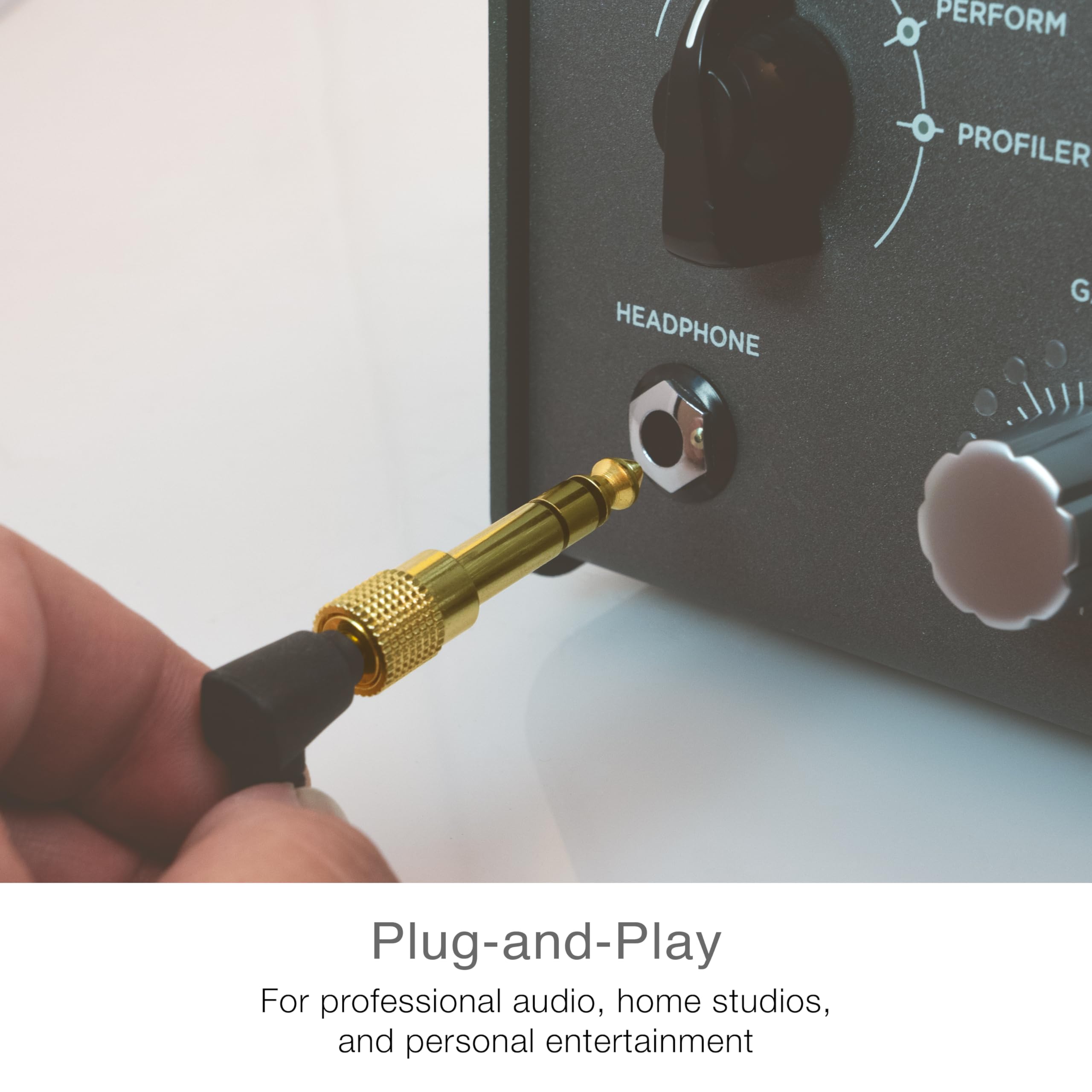 MEE audio Adaptador de audio estéreo de 1/4 pulgadas, convertidor de 3,5 mm hembra a macho de 6,3 mm, chapado en oro, compatible con TRS y TRRS para auriculares, adaptadores Bluetooth, cables AUX