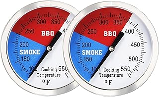 Solimeta 3 Inch Barbecue Thermometer, BBQ Smoker, Grill Thermometer, Smoke Temperature Gauge, Stainless Steel Temp Gauge, 2 Pack