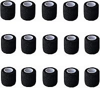 Vista 6 de Kingwei Paquete de 15 rollos de vendaje autoadhesivo de 2 pulgadas x 5 yardas, color negro, transpirable, cohesivo, cinta elástica autoadhesiva